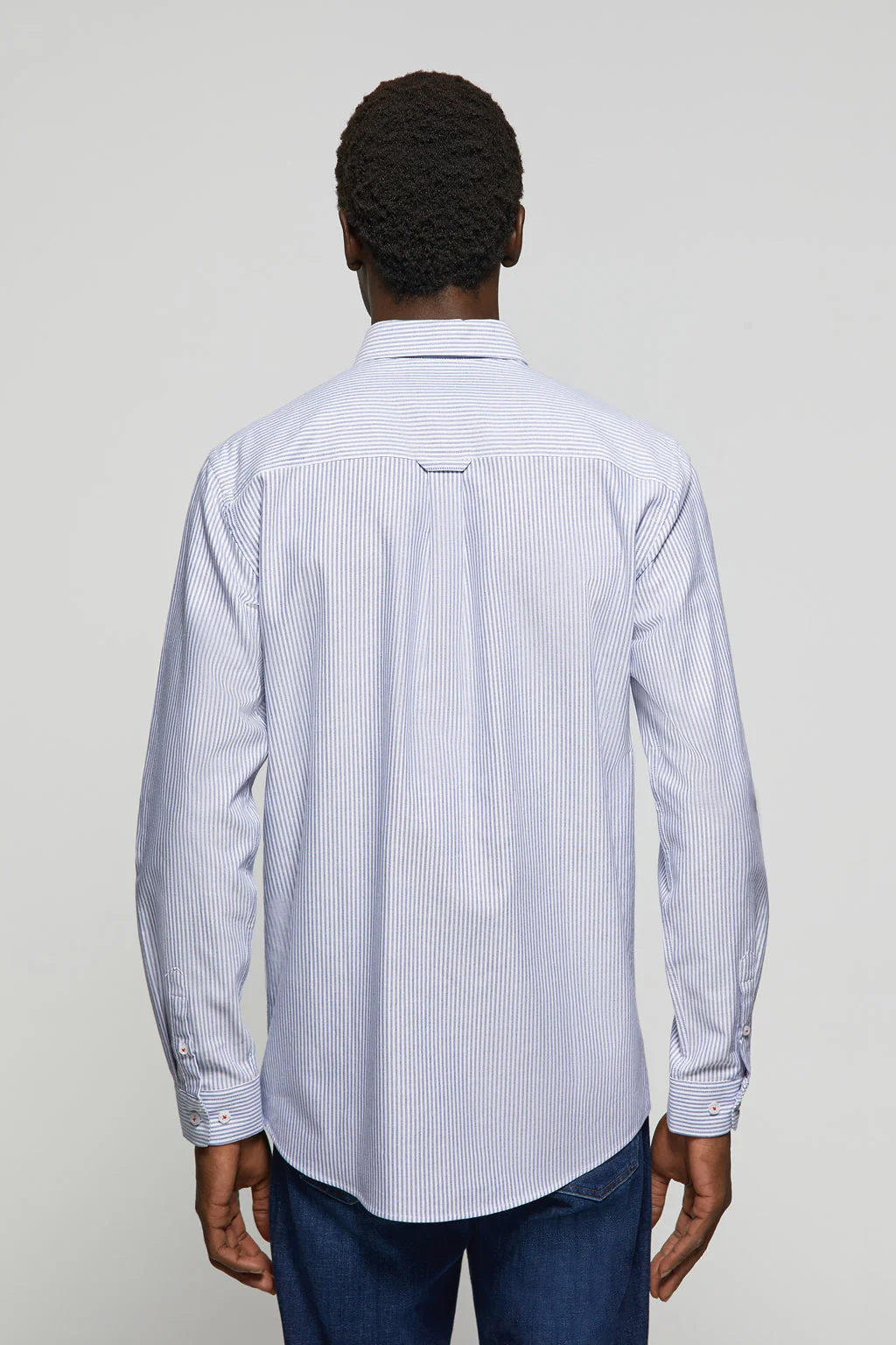 Navy-blue striped Oxford shirt with Rigby Go logo - Image 4