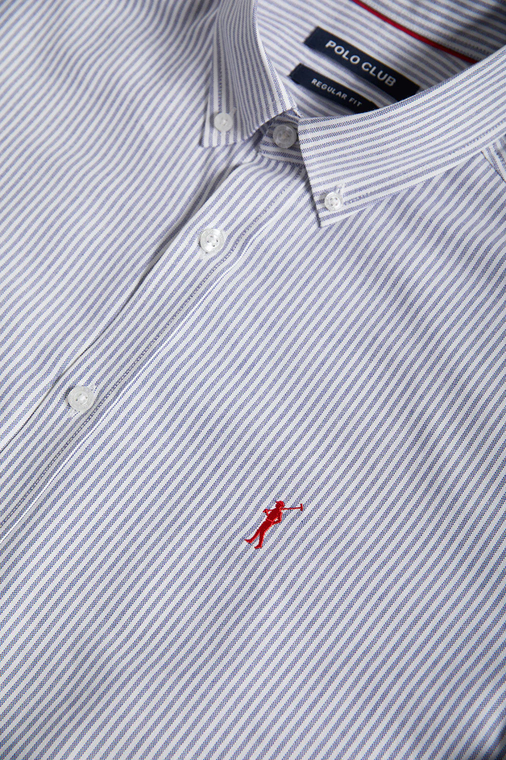 Navy-blue striped Oxford shirt with Rigby Go logo - Image 6