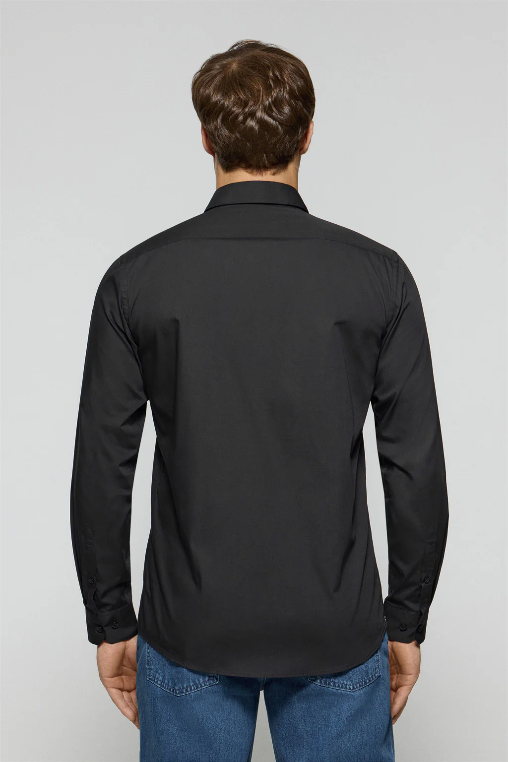 Black slim-fit poplin shirt with Rigby Go embroidered logo - Image 2