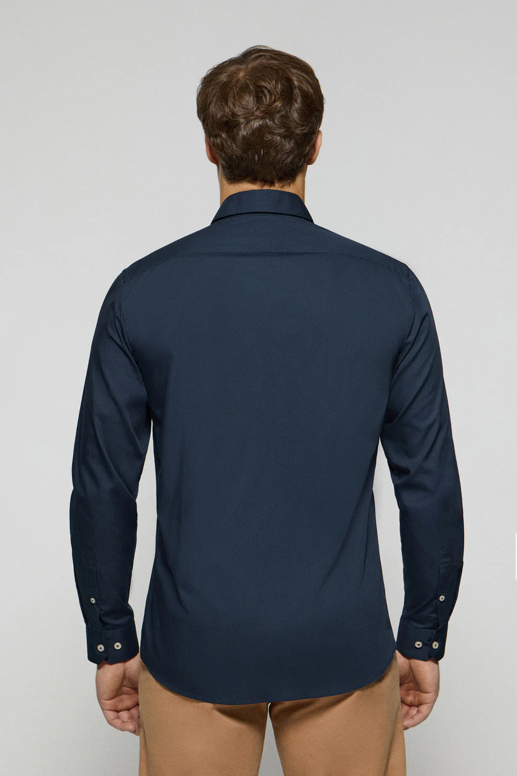 Navy-blue slim-fit poplin shirt with Rigby Go embroidered logo - Image 4