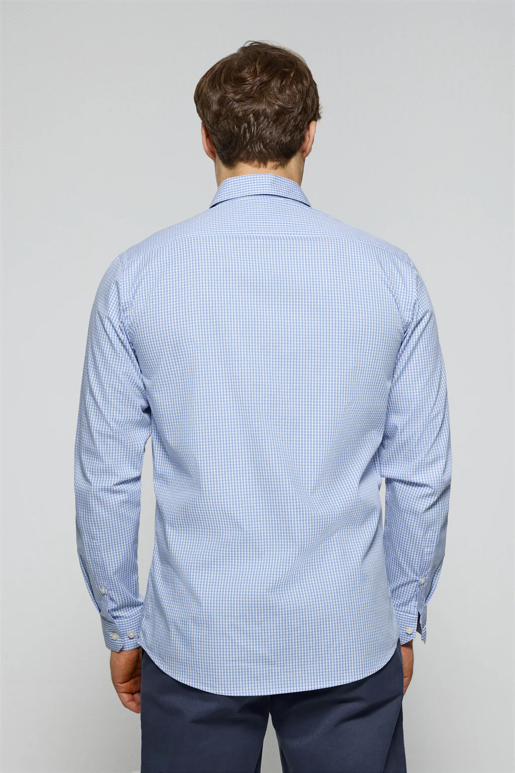 Blue vichy-check slim-fit shirt with Rigby Go embroidered logo - Image 2