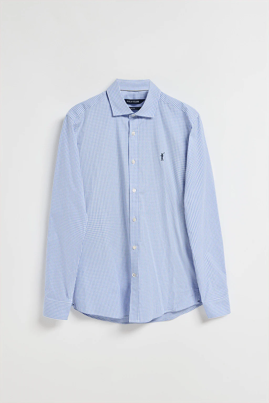 Blue vichy-check slim-fit shirt with Rigby Go embroidered logo - Image 5