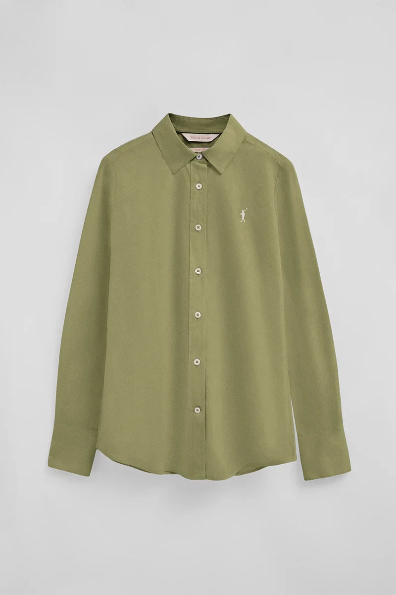 Leaf-green slim-fit poplin shirt with Rigby Go embroidery - Image 6