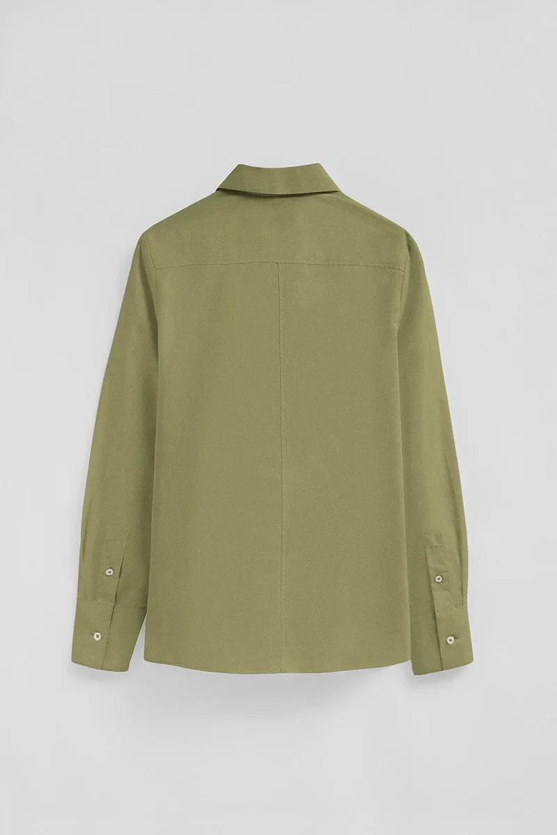 Leaf-green slim-fit poplin shirt with Rigby Go embroidery - Image 8