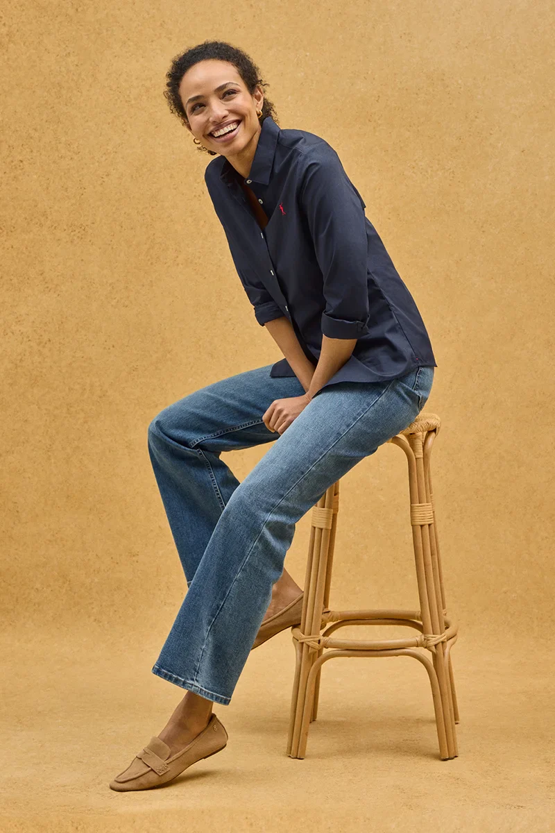 Navy-blue slim-fit poplin shirt with Rigby Go embroidery - Image 4
