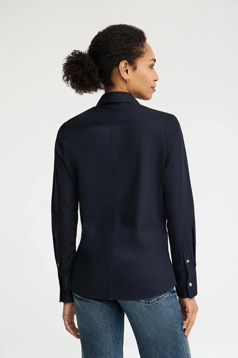 Navy-blue slim-fit poplin shirt with Rigby Go embroidery - Image 5