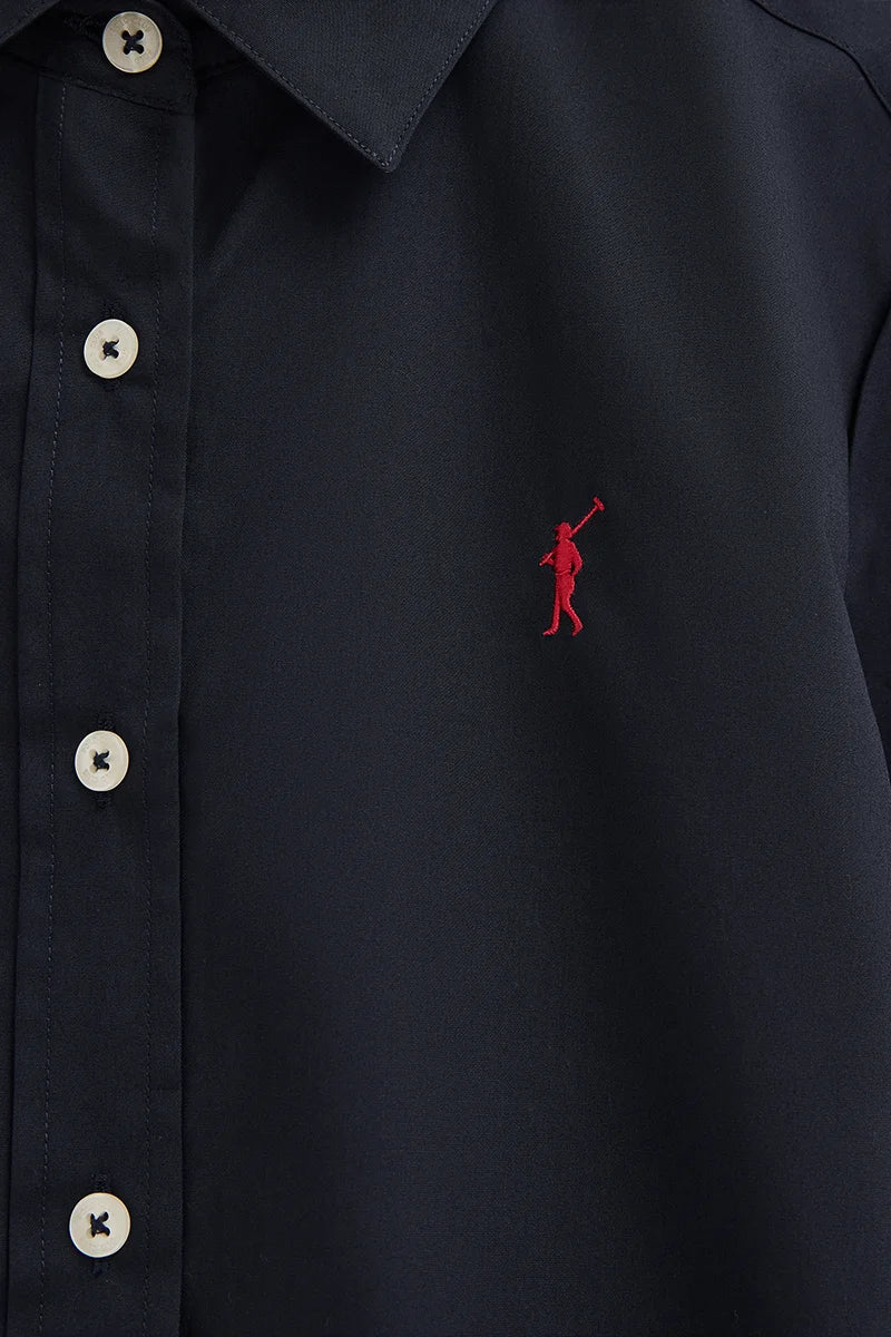Navy-blue slim-fit poplin shirt with Rigby Go embroidery - Image 7