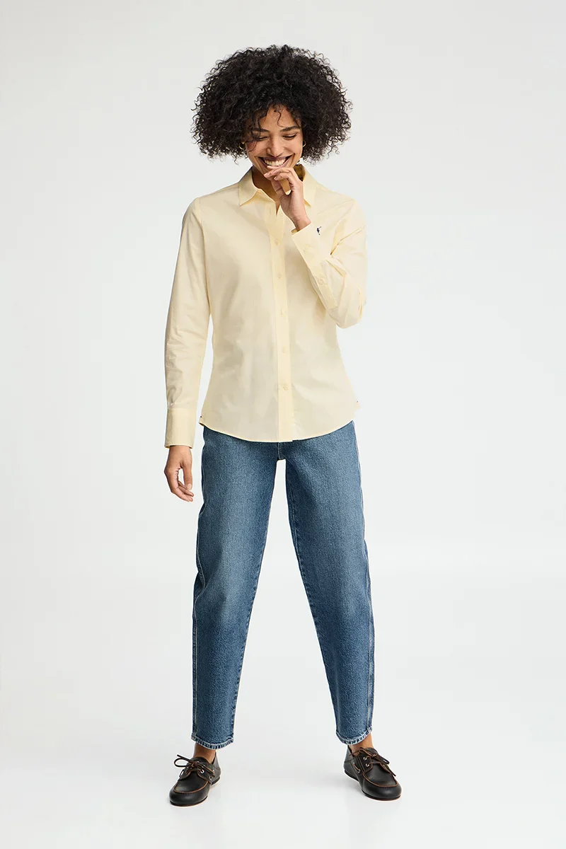 Pastel-yellow slim-fit poplin shirt with Rigby Go embroidery - Image 4
