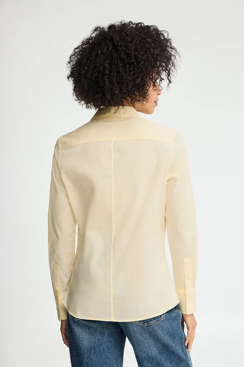 Pastel-yellow slim-fit poplin shirt with Rigby Go embroidery - Image 5