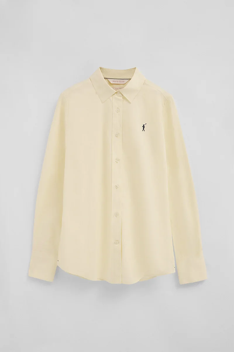 Pastel-yellow slim-fit poplin shirt with Rigby Go embroidery - Image 9