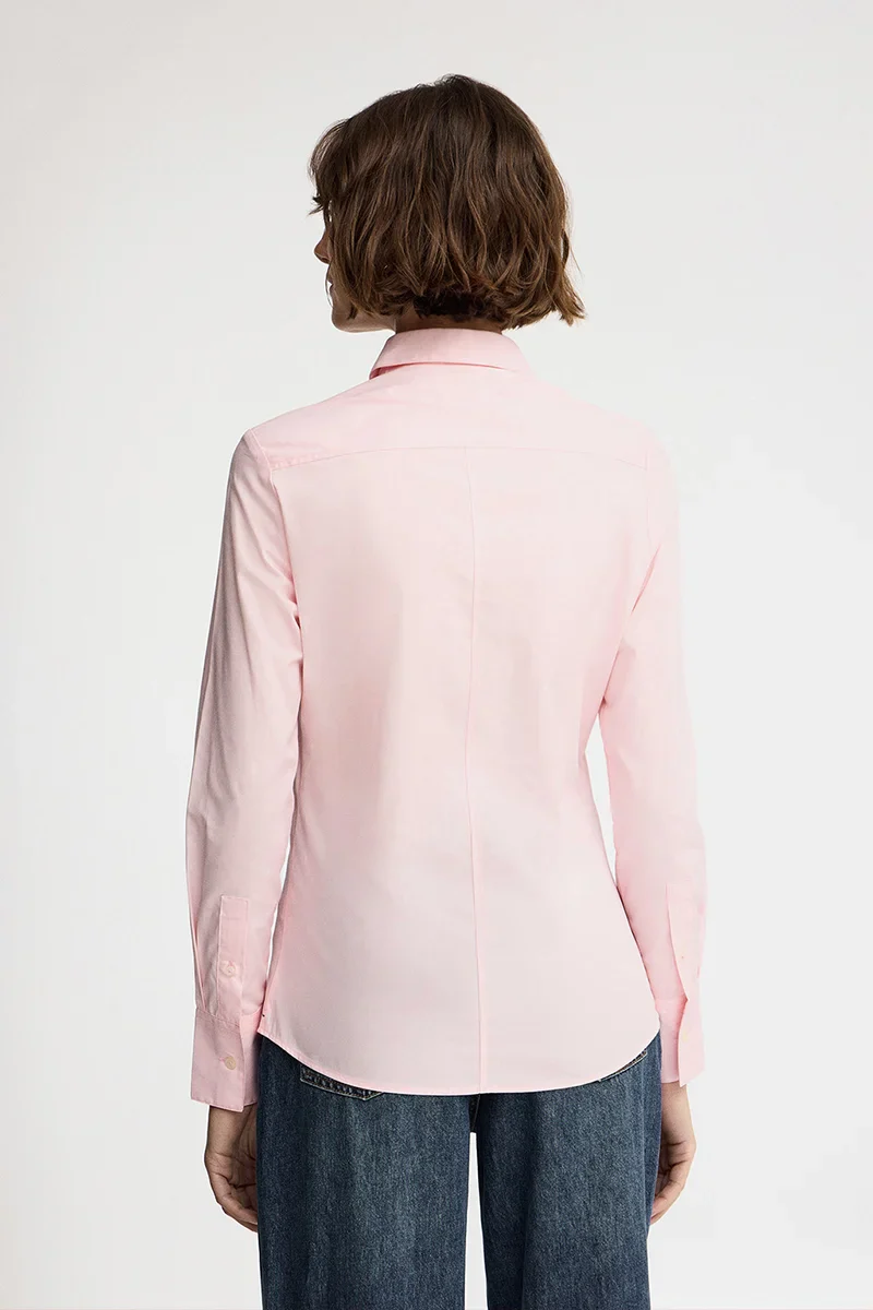 Pink slim-fit poplin shirt with Rigby Go embroidery - Image 4