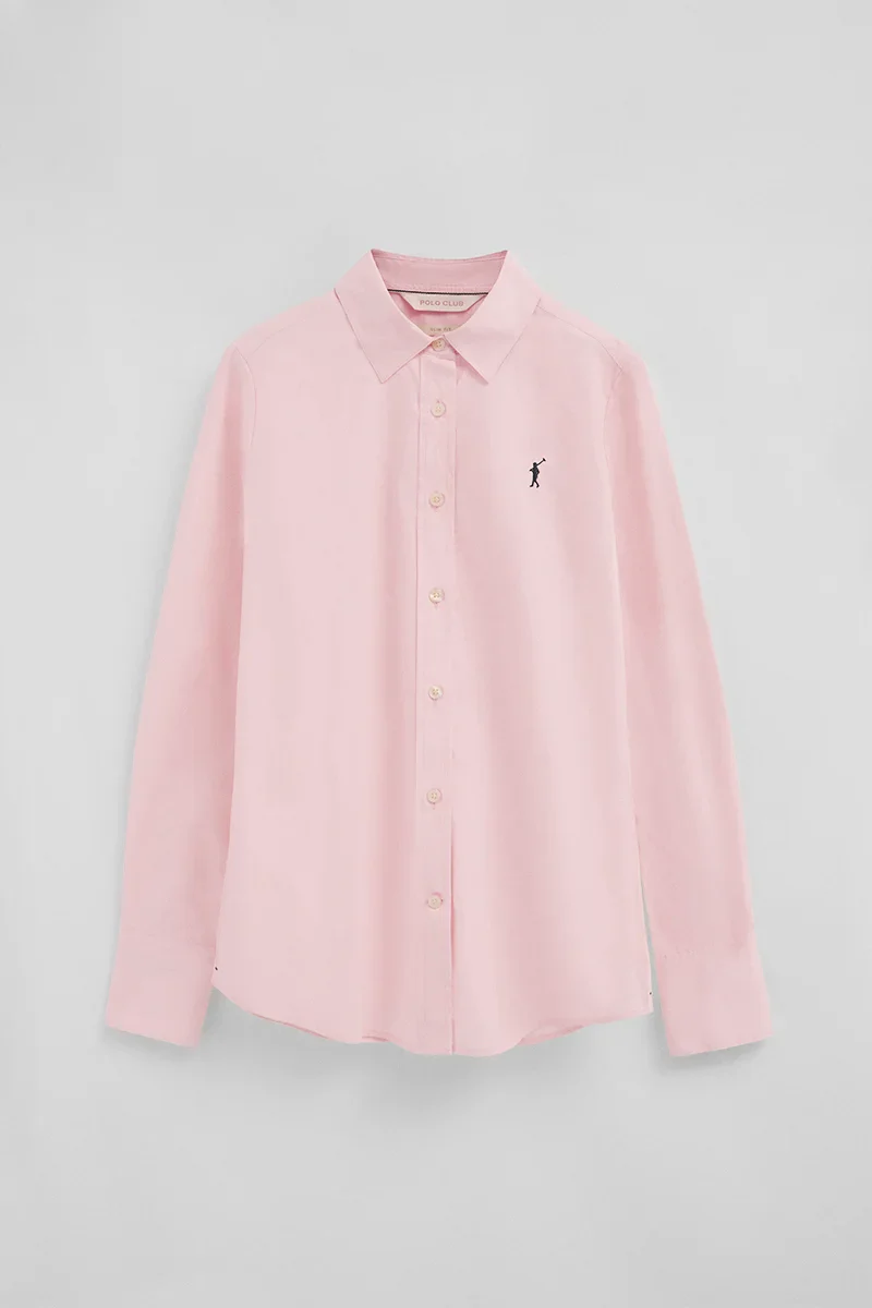 Pink slim-fit poplin shirt with Rigby Go embroidery - Image 5