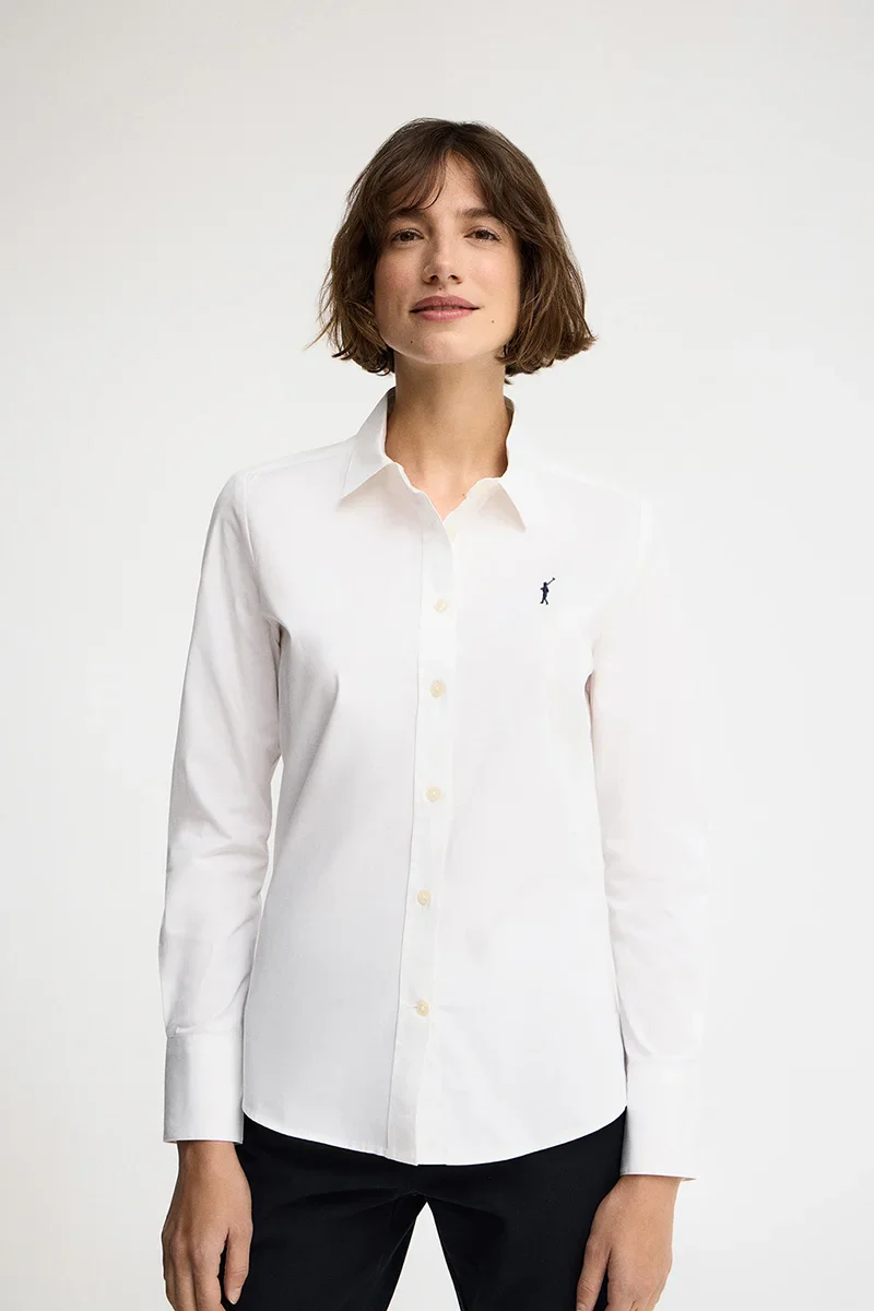 White slim-fit poplin shirt with Rigby Go embroidery - Image 3