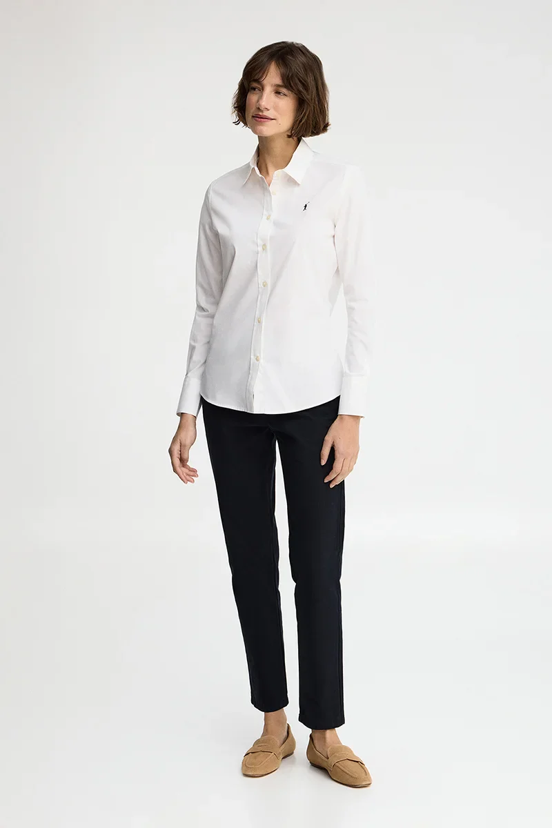White slim-fit poplin shirt with Rigby Go embroidery - Image 4