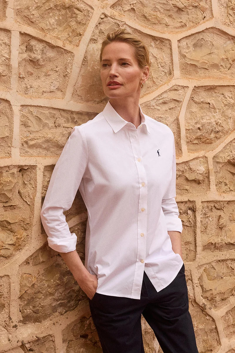 White slim-fit poplin shirt with Rigby Go embroidery - Image 6