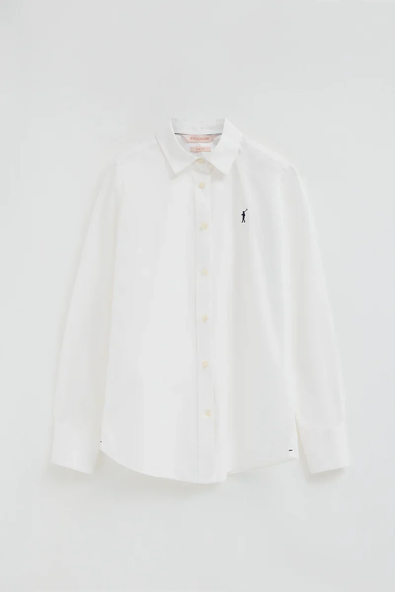 White slim-fit poplin shirt with Rigby Go embroidery - Image 7