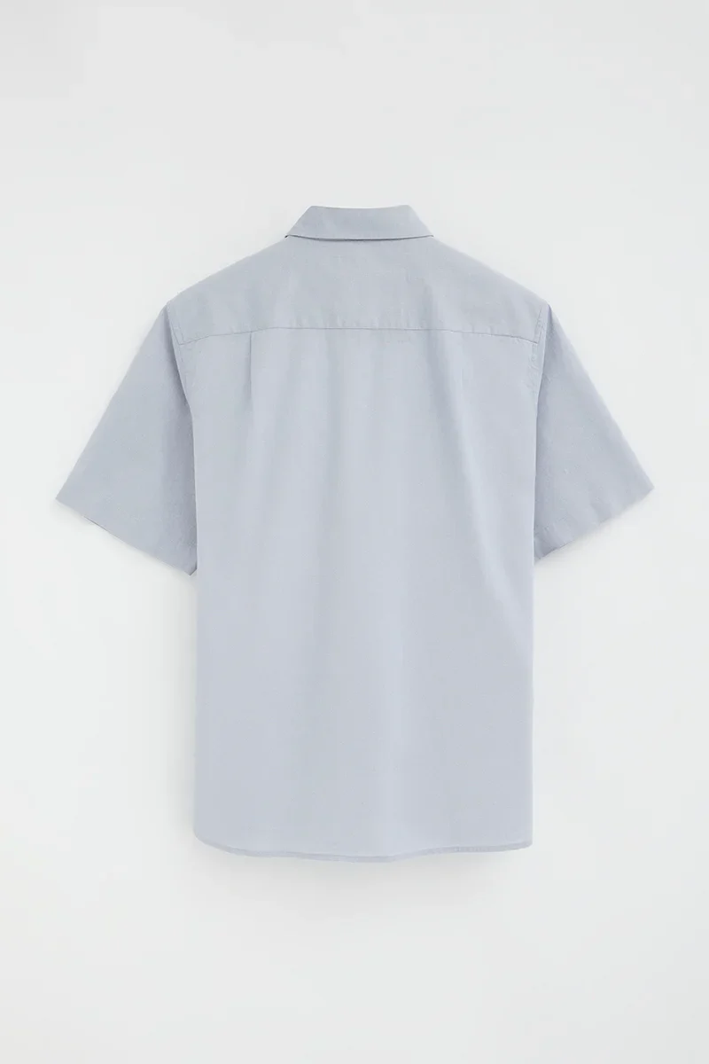 Light-blue cotton-linen short-sleeve shirt with regular fit and Rigby Go logo - Image 8