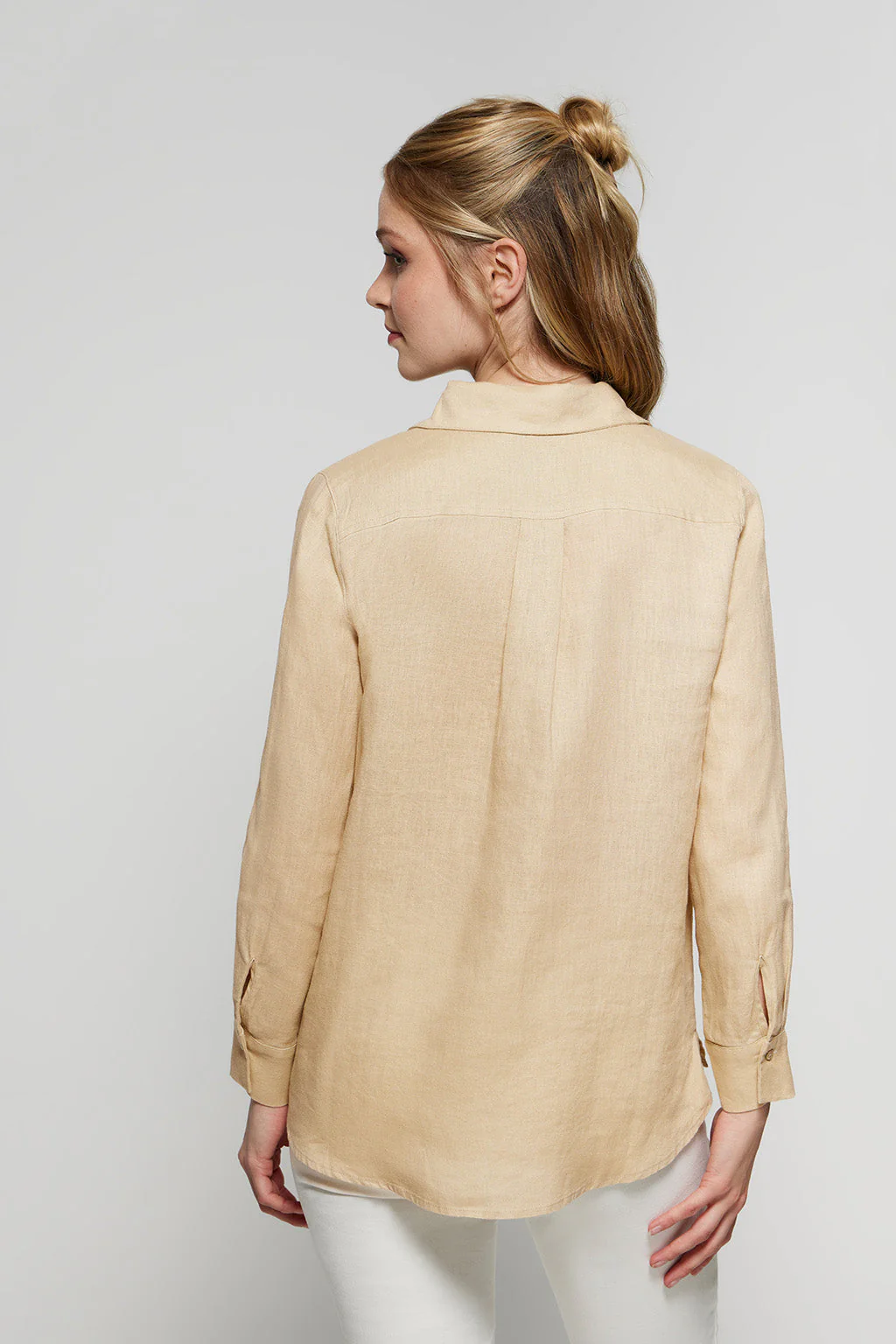 Beige linen shirt with Rigby Go embroidered detail - Image 5