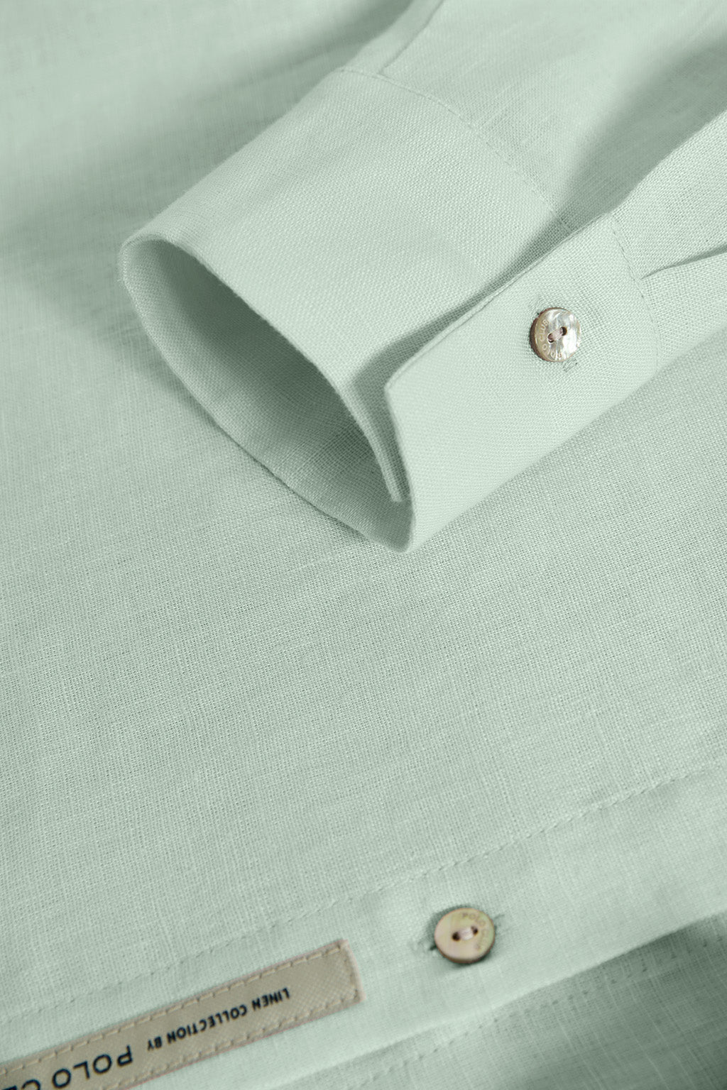 Dusty-green linen shirt with Rigby Go embroidered detail - Image 8