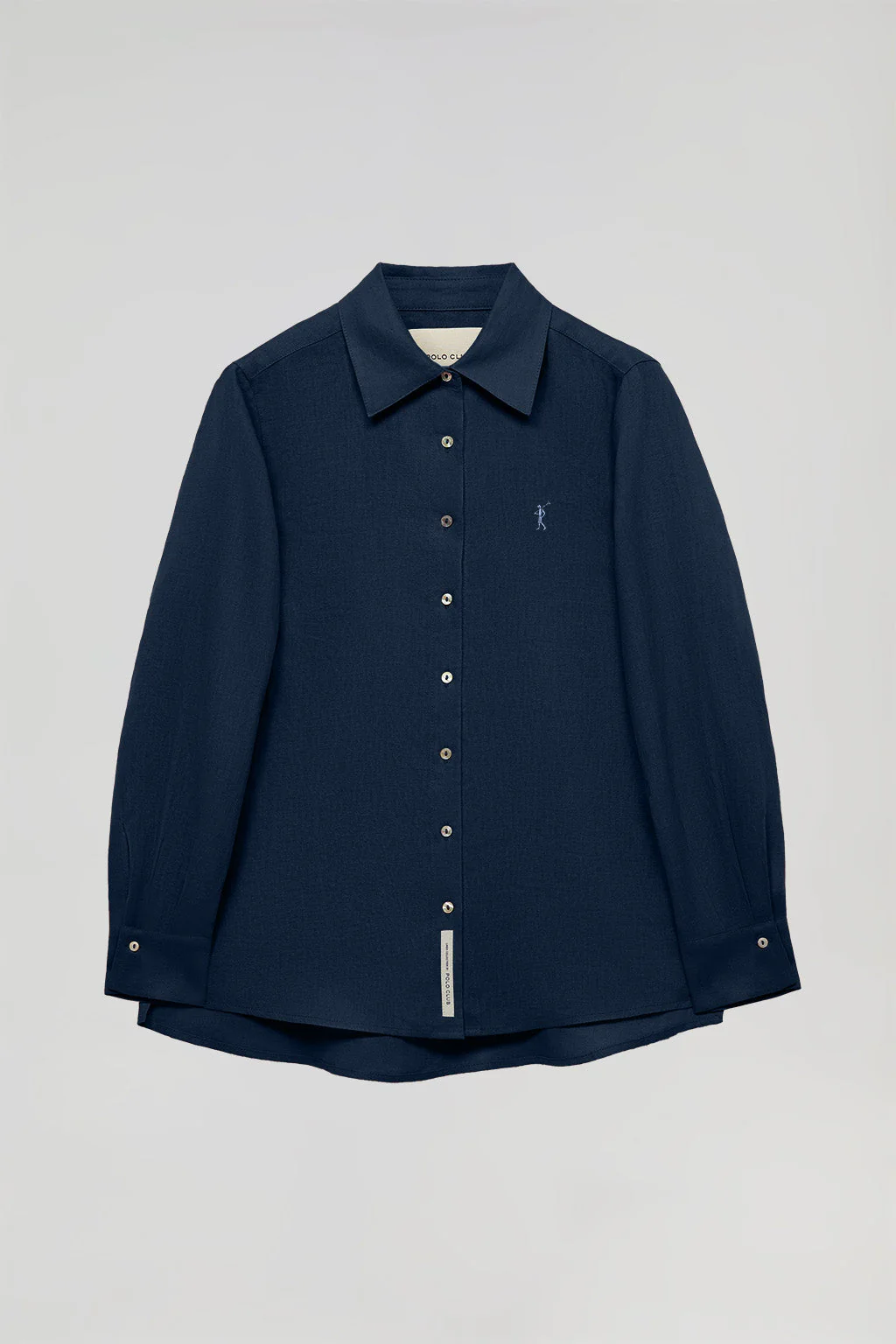 Navy-blue linen shirt with Rigby Go embroidered detail - Image 5