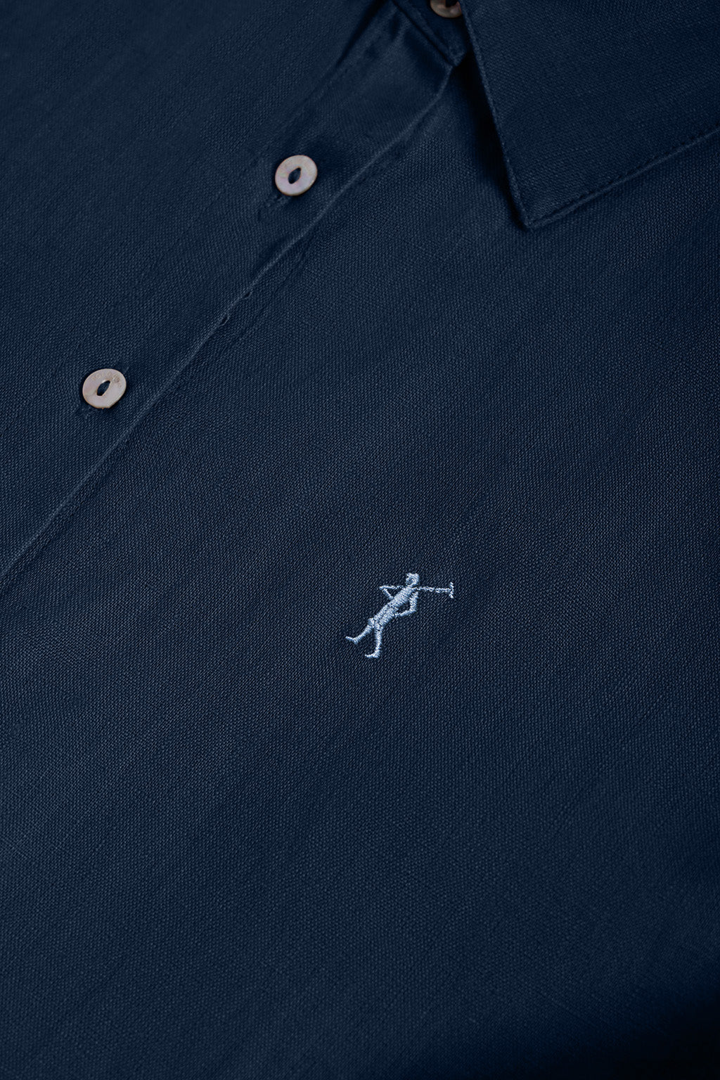 Navy-blue linen shirt with Rigby Go embroidered detail - Image 7