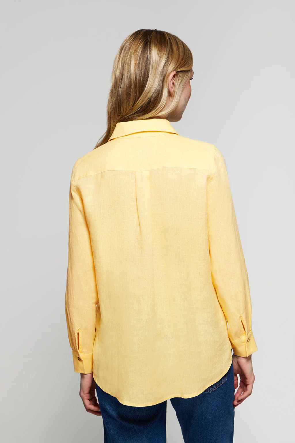 Dusty-yellow linen shirt with Rigby Go embroidered detail - Image 5