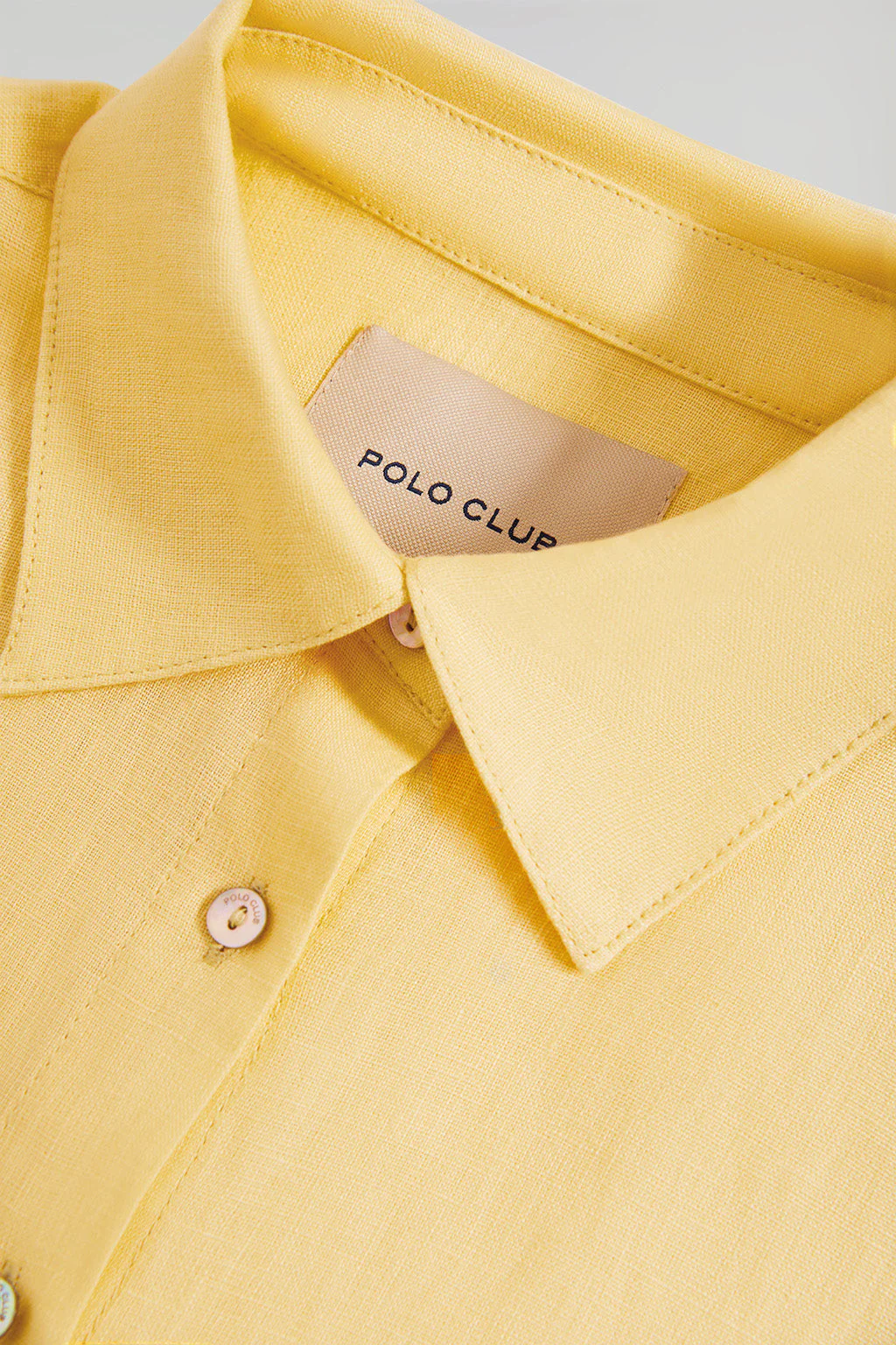 Dusty-yellow linen shirt with Rigby Go embroidered detail - Image 7