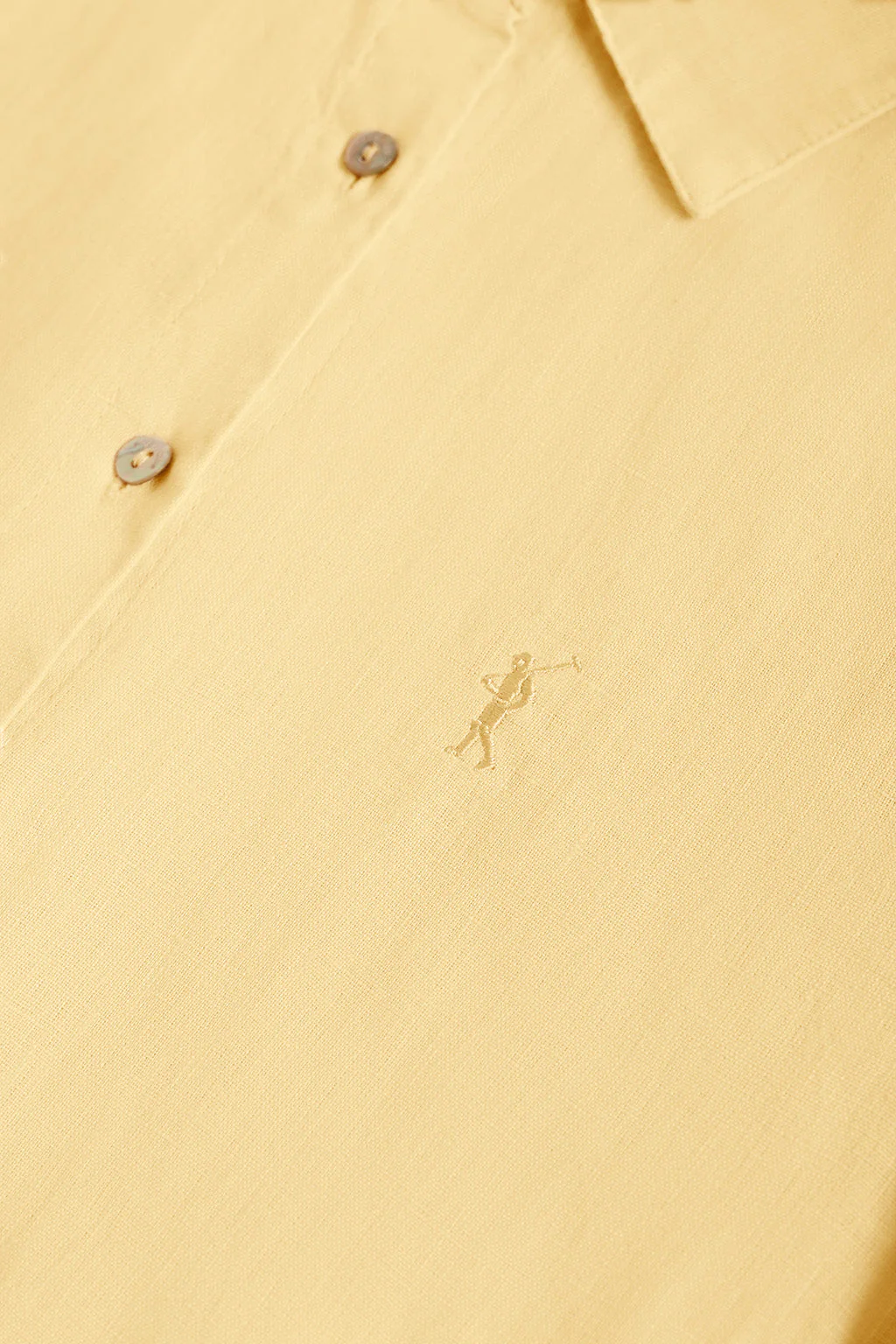 Dusty-yellow linen shirt with Rigby Go embroidered detail - Image 8