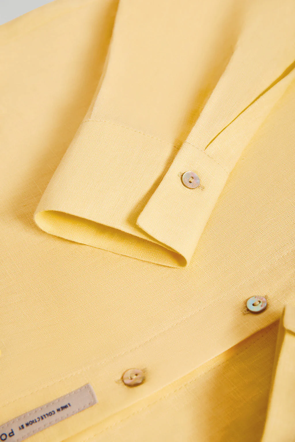 Dusty-yellow linen shirt with Rigby Go embroidered detail - Image 9