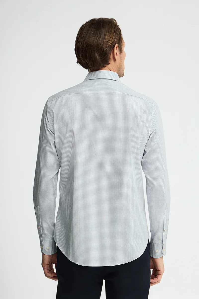 Light-blue gingham shirt with slim fit and Rigby Go logo - Image 5