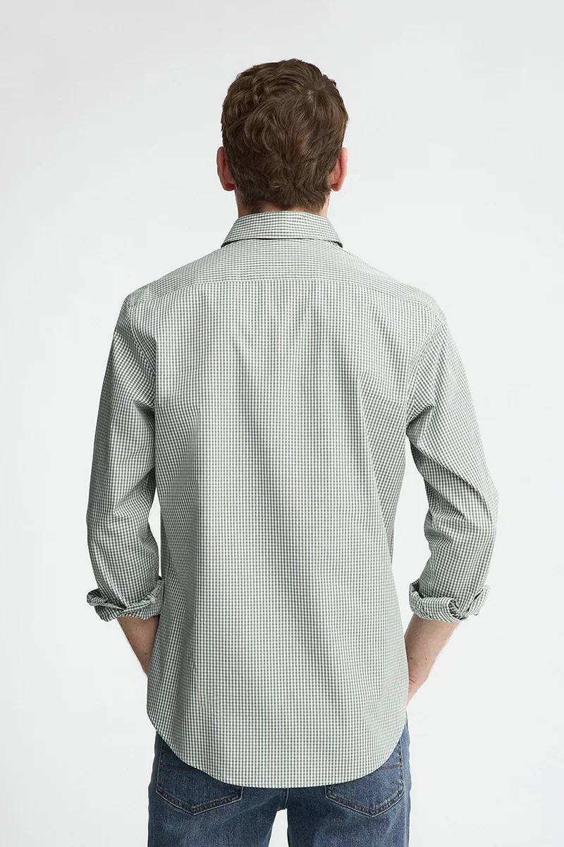 Green gingham shirt with slim fit and Rigby Go logo - Image 5