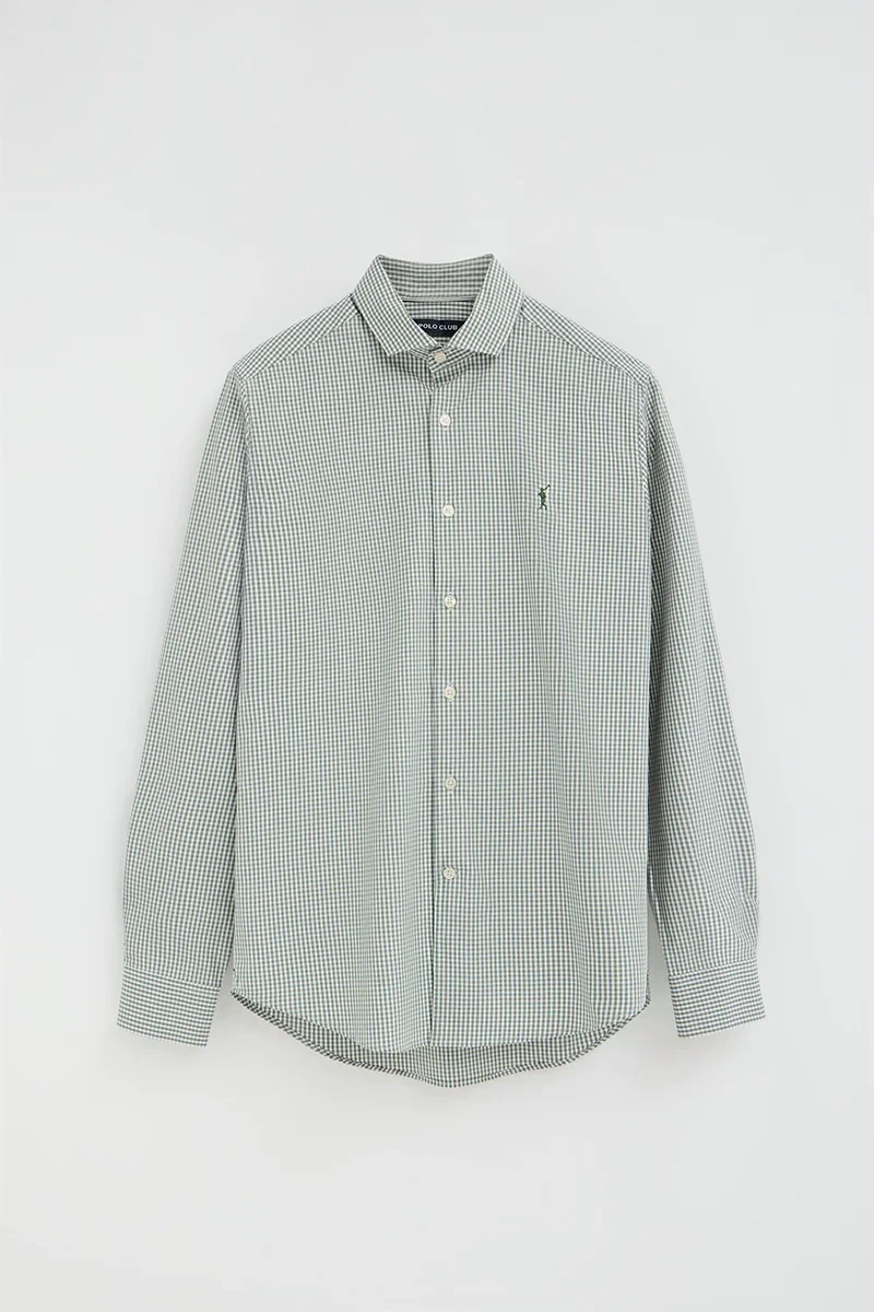 Green gingham shirt with slim fit and Rigby Go logo - Image 6