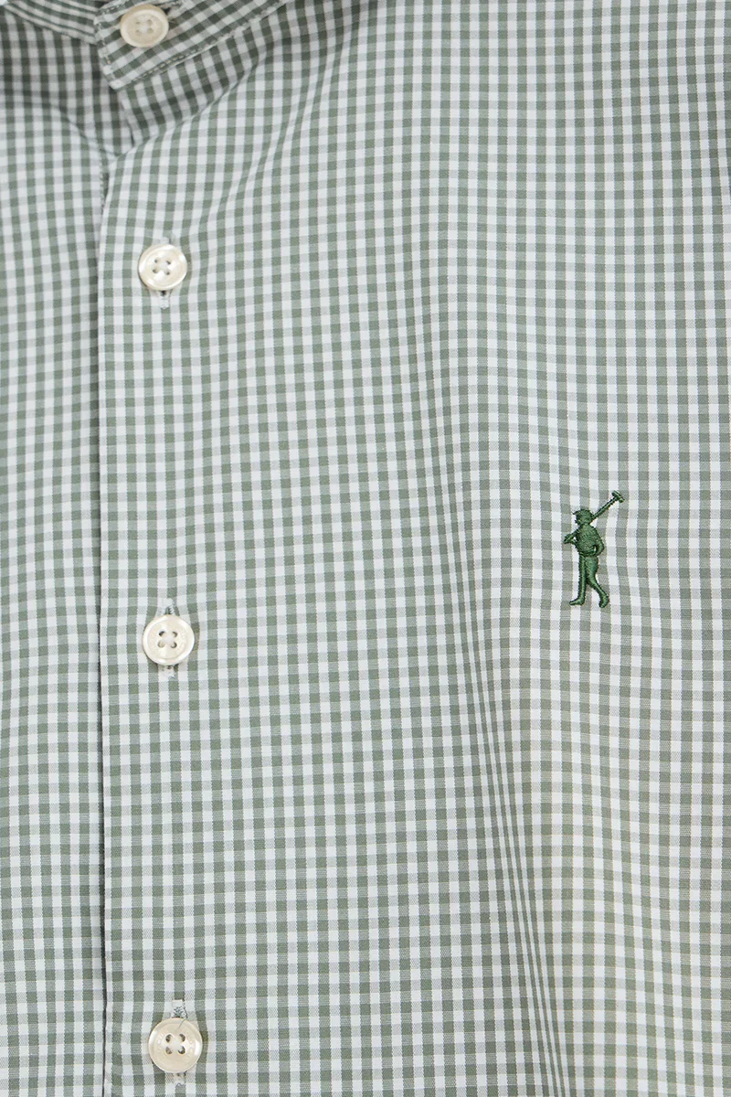 Green gingham shirt with slim fit and Rigby Go logo - Image 7