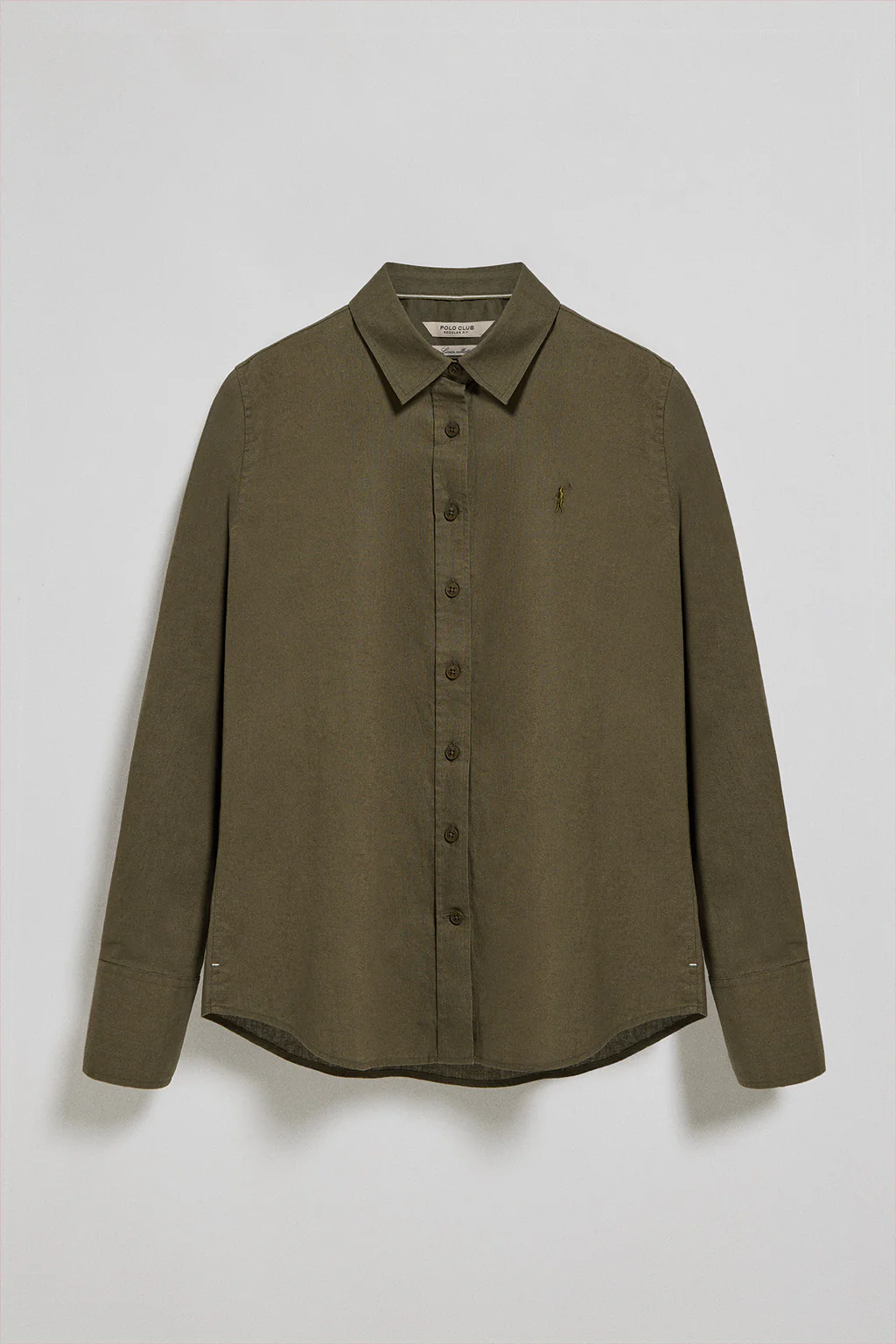 Dark-green regular-fit shirt in linen and cotton with Rigby Go embroidery - Image 5