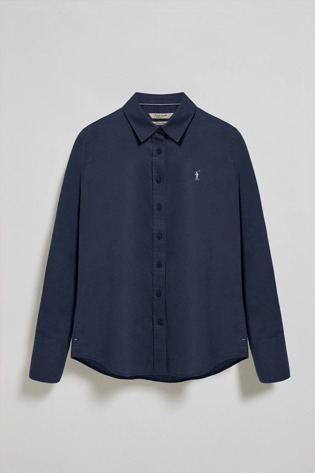 Navy-blue regular-fit shirt in linen and cotton with Rigby Go embroidery - Image 5