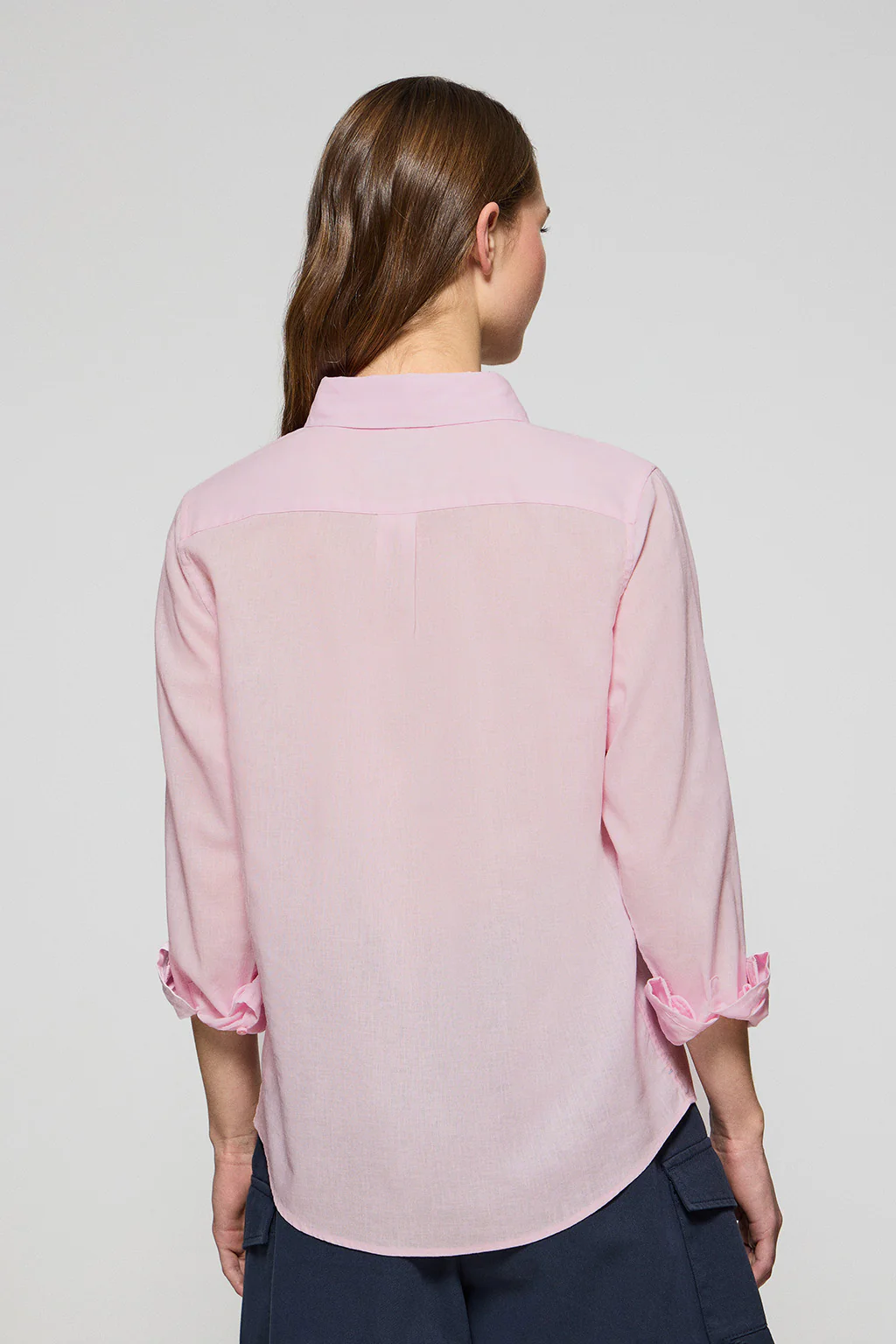 Pink regular-fit shirt in linen and cotton with Rigby Go embroidery - Image 2