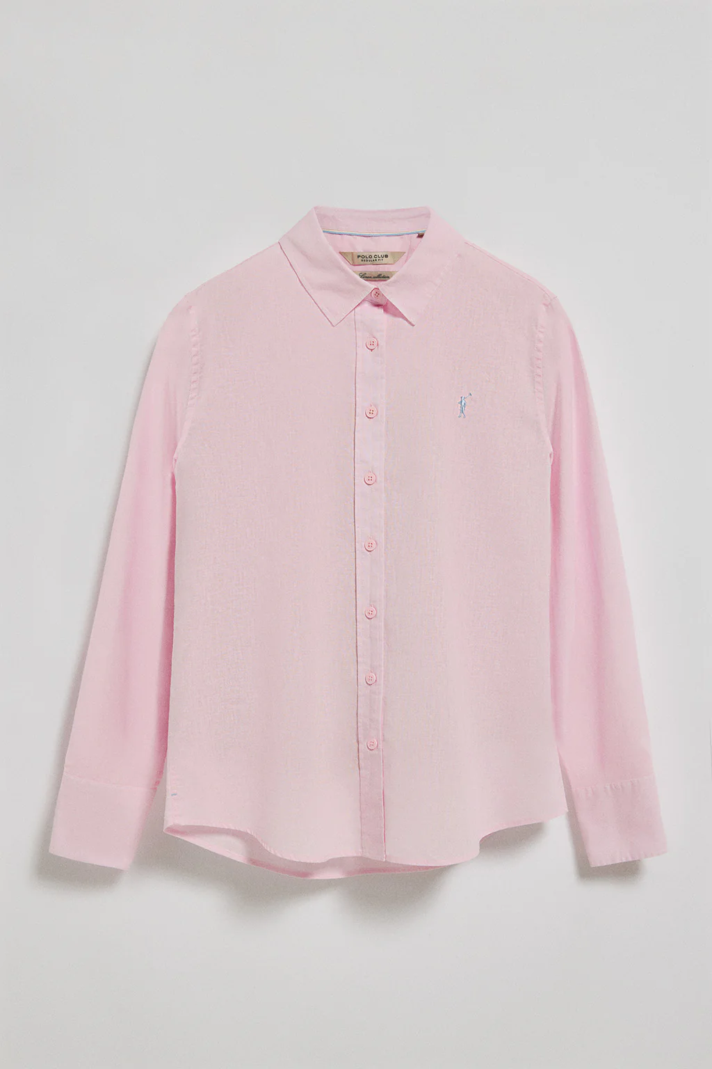 Pink regular-fit shirt in linen and cotton with Rigby Go embroidery - Image 5