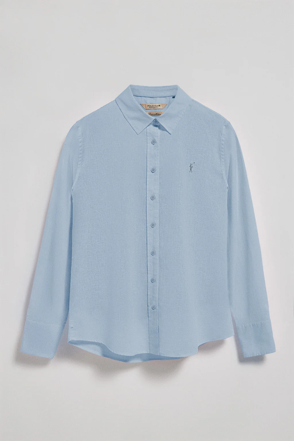 Sky-blue regular-fit shirt in linen and cotton with Rigby Go embroidery - Image 5