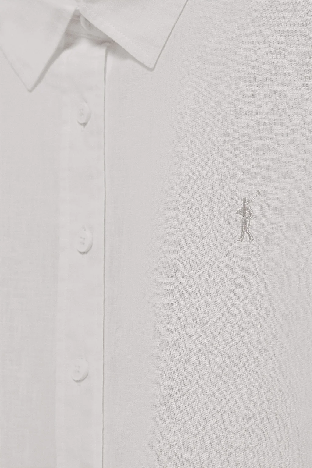 White regular-fit shirt in linen and cotton with Rigby Go embroidery - Image 6