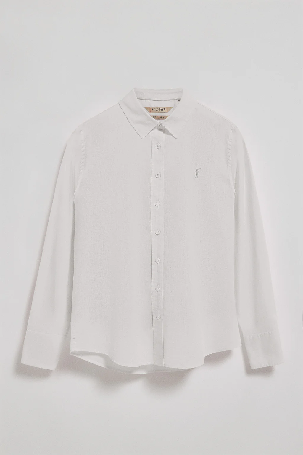 White regular-fit shirt in linen and cotton with Rigby Go embroidery - Image 7
