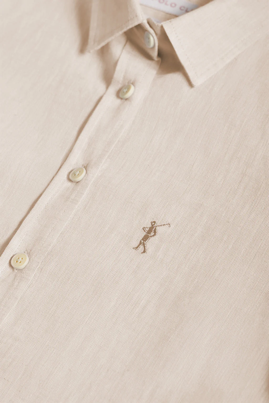 Beige linen and cotton shirt with Rigby Go embroidery - Image 7
