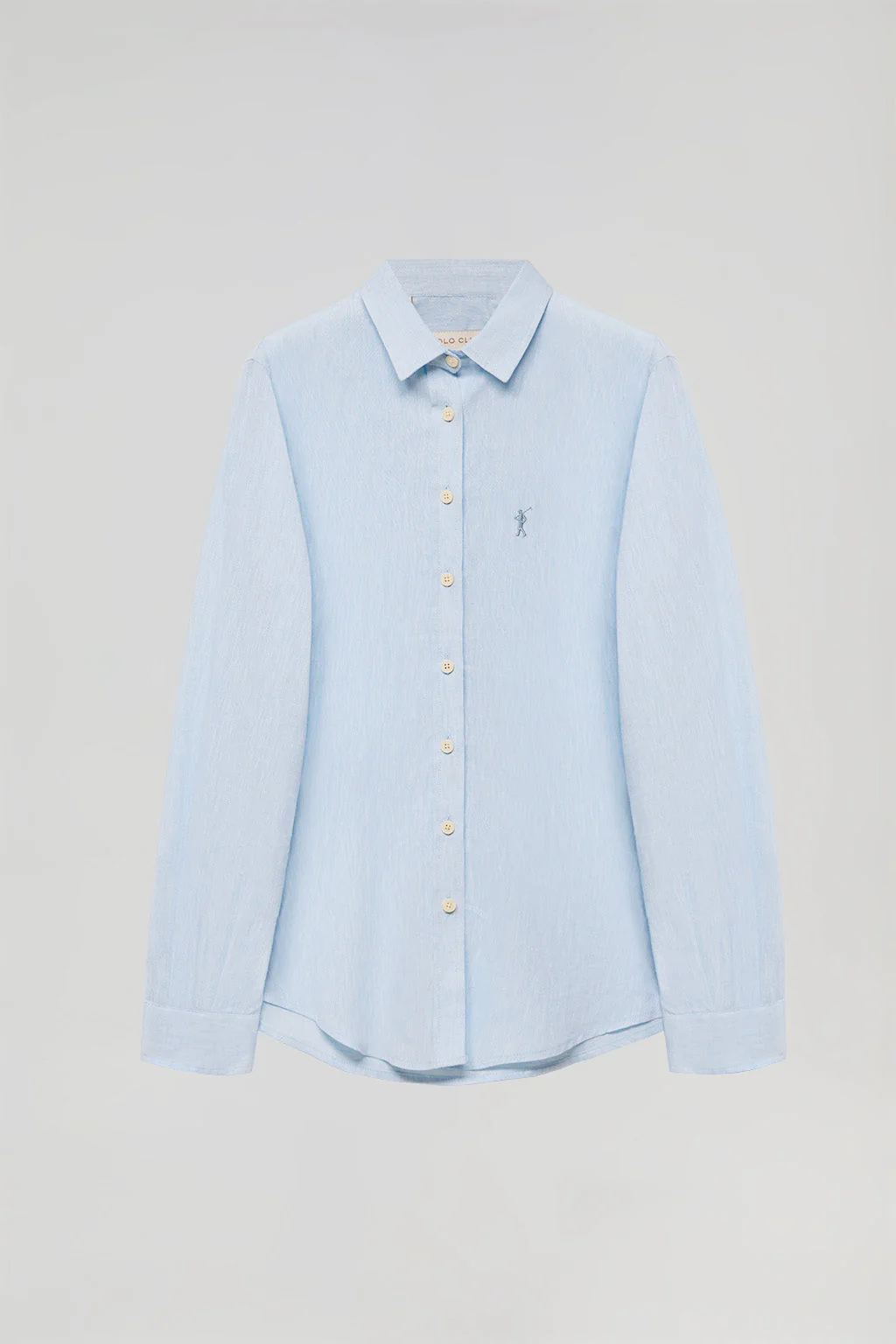 Sky-blue linen and cotton shirt with Rigby Go embroidery - Image 5