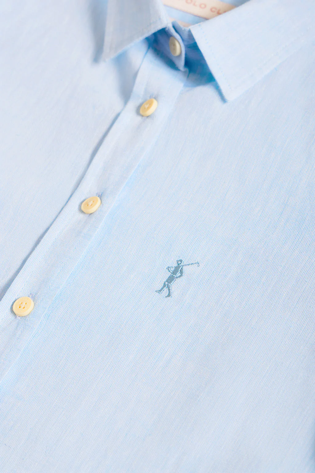 Sky-blue linen and cotton shirt with Rigby Go embroidery - Image 6