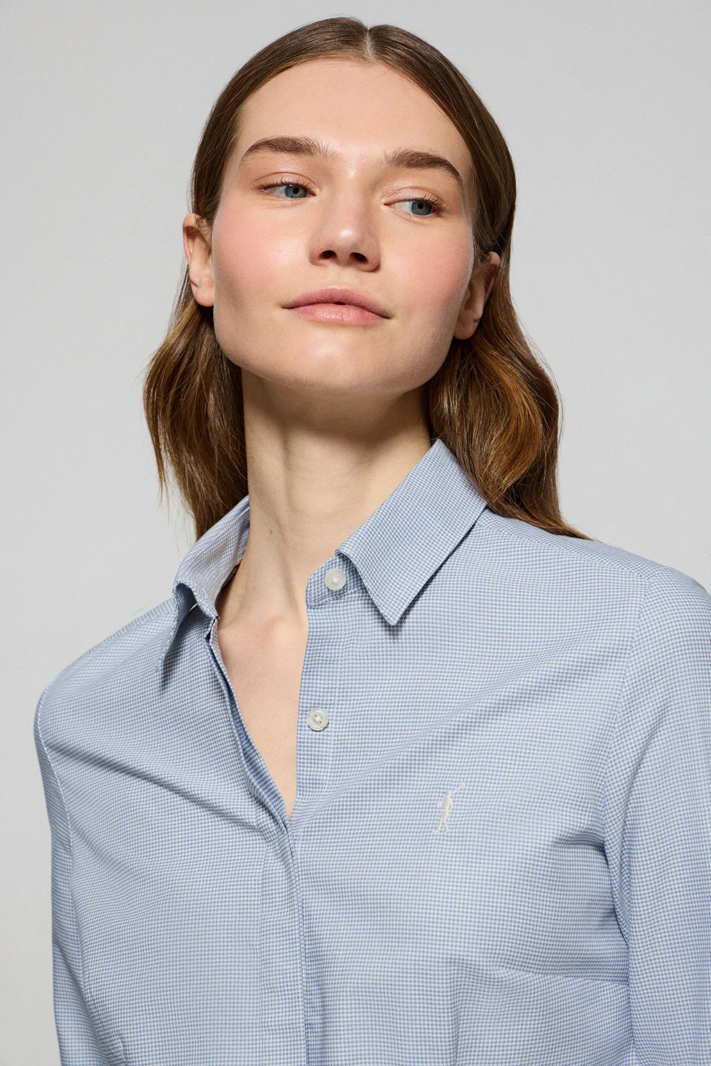 Blue houndstooth shirt with Rigby Go embroidery - Image 3