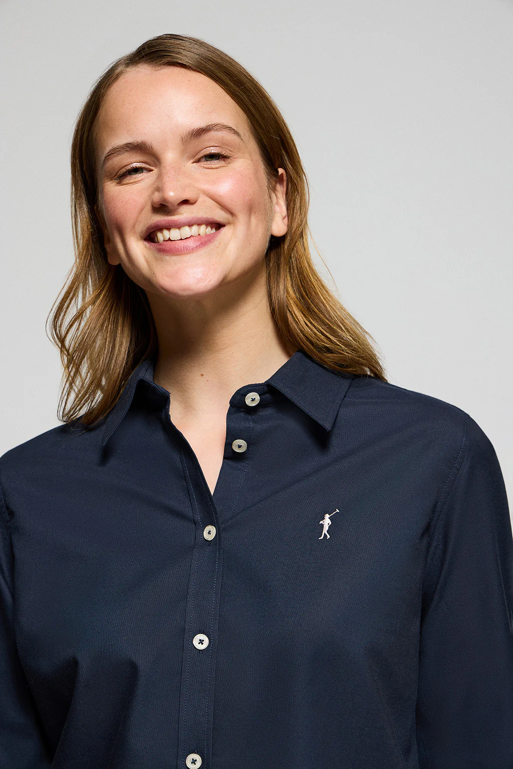 Navy-blue regular-fit Oxford shirt with Rigby Go logo - Image 3
