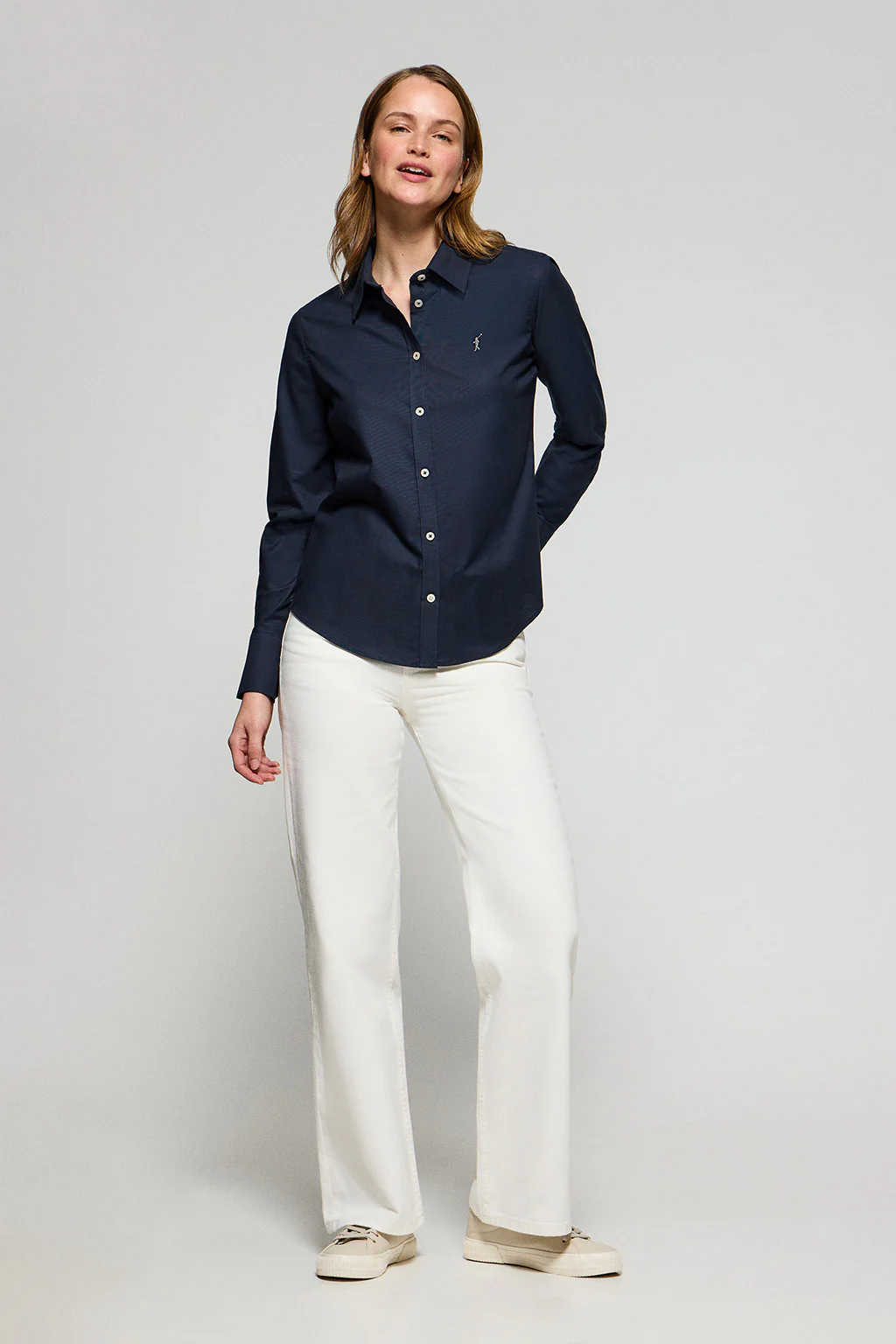 Navy-blue regular-fit Oxford shirt with Rigby Go logo - Image 4