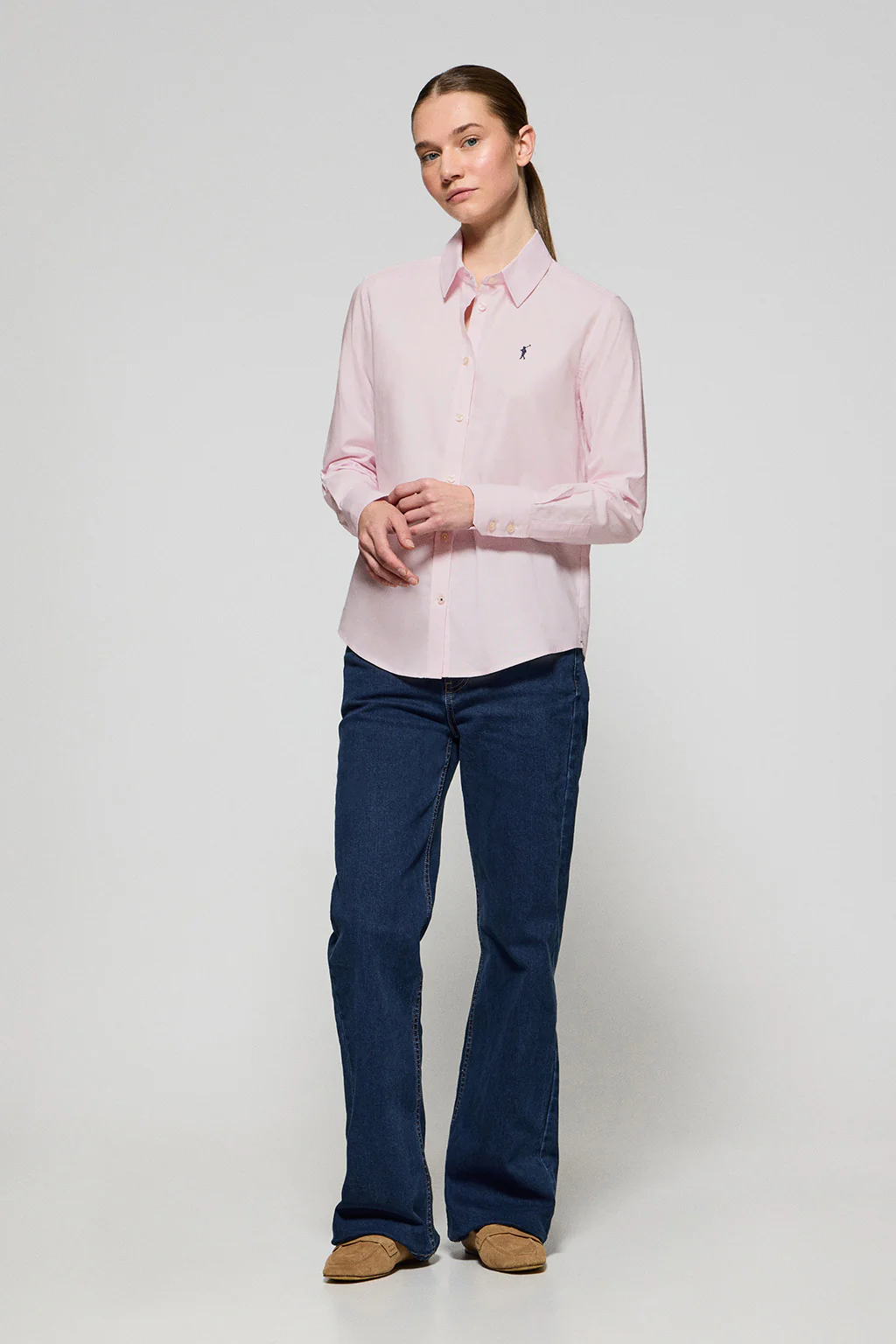 Pink regular-fit Oxford shirt with Rigby Go logo - Image 4