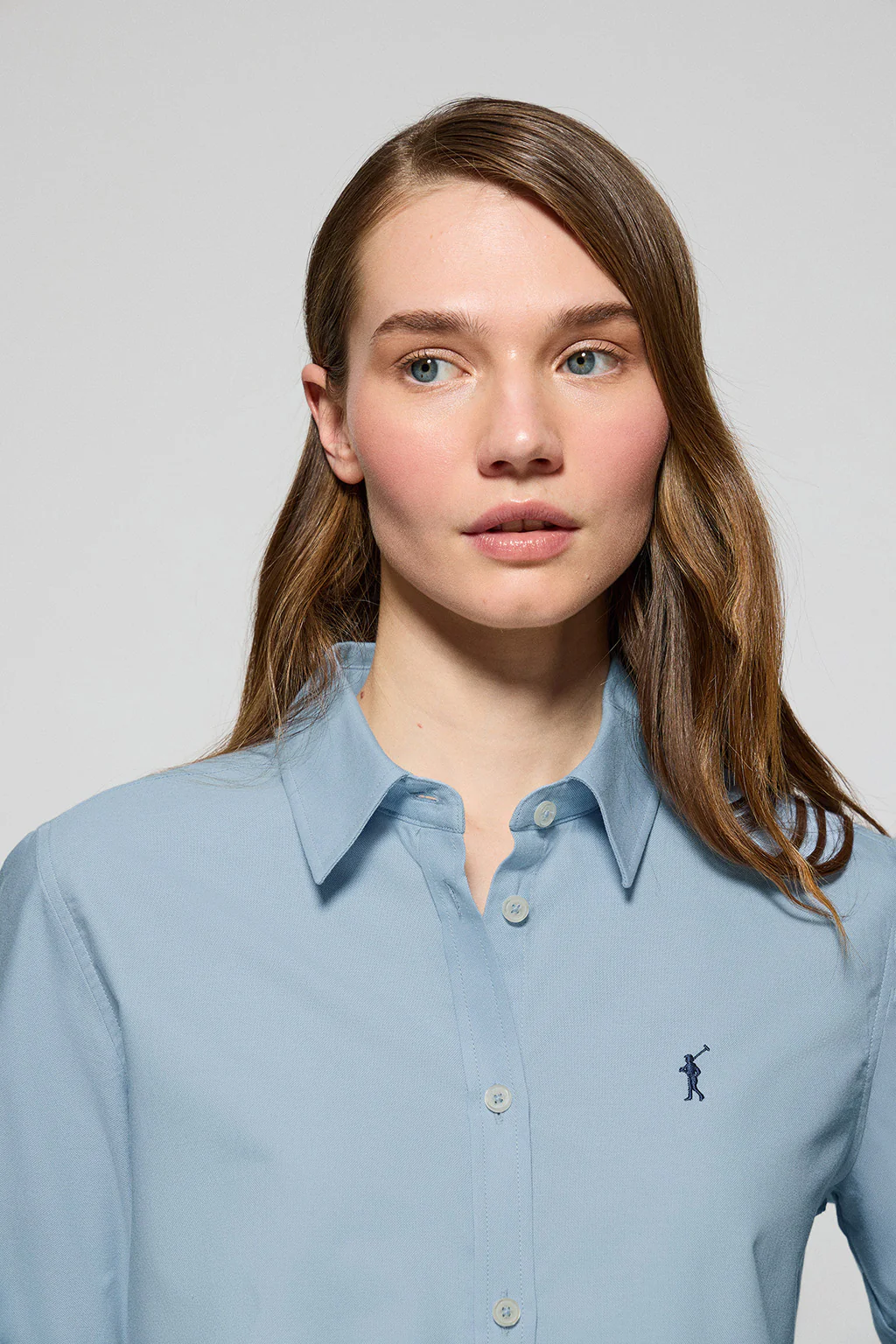 Sky-blue regular-fit Oxford shirt with Rigby Go logo - Image 3