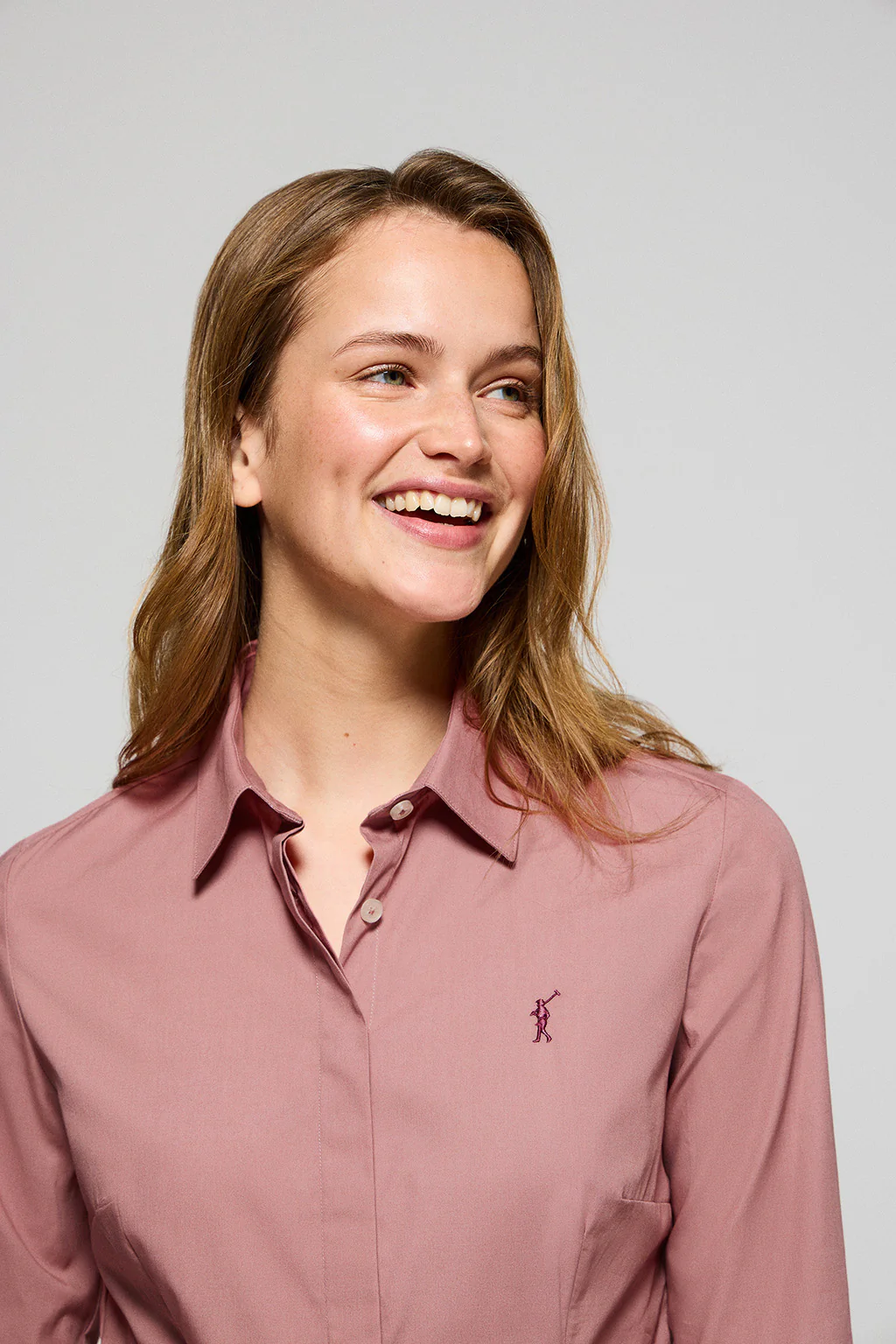 Coral slim-fit poplin shirt with Rigby Go embroidered logo - Image 3