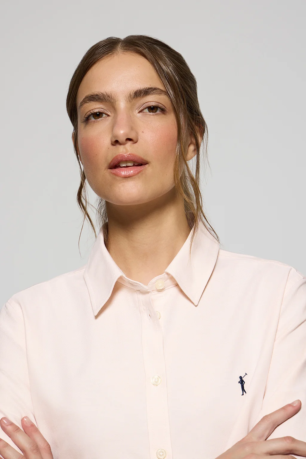 Pale-pink Oxford shirt with Rigby Go embroidered logo - Image 3